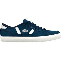 Skórzane sneakersy "Sideline" w kolorze granatowym. Niebieskie sneakersy męskie Lacoste, na sznurówki. W wyprzedaży za 199,95 zł.