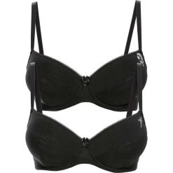 Biustonosz "push up" bonprix 2x czarny. Czarne biustonosze bonprix, bez wzorów. Za 69,98 zł.
