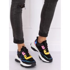 Buty sportowe czarne HL-12 BLACK. Czarne buty sportowe damskie FunKee.pl, bez wzorów, z tkaniny, sportowe. Za 126,99 zł.
