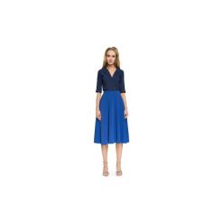 Spódnice krótkie Style S006 Rozkloszowana spódnica z kontrafałami. Niebieskie minispódniczki Style, l, rozkloszowane. Za 85,00 zł.