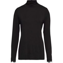 Shirt z golfem i koronką bonprix czarny. Czarne koszulki damskie bonprix, w koronkowe wzory, z koronki, bez rękawów. Za 37,99 zł.