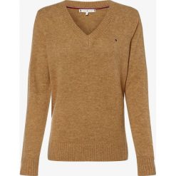 Tommy Hilfiger - Sweter damski, beżowy. Brązowe swetry damskie TOMMY HILFIGER, s, bez wzorów, z wełny, klasyczne, bez rękawów, bez kaptura. Za 449,95 zł.
