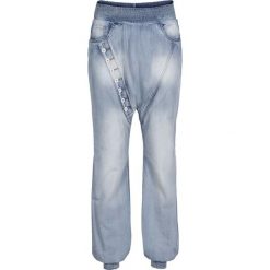 Dżinsy Baggy bonprix niebieski "bleached". Niebieskie jeansy damskie bonprix, z jeansu. Za 109,99 zł.