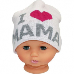 Czapka niemowlęca z napisem mama CZ 161D. Szare czapeczki niemowlęce Proman, z napisami. Za 30,75 zł.