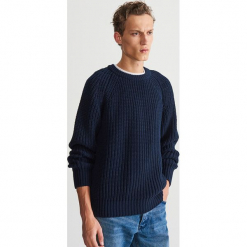Sweter z wełną - Granatowy. Niebieskie swetry klasyczne męskie marki Reserved, l, z wełny. Za 199,99 zł.