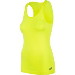 Top damski TSD301 - limonka. Żółte topy damskie 4f, bez wzorów, z materiału, bez kołnierzyka. Za 29,99 zł.