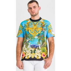 T-SHIRT versace jeans couture. Czarne t-shirty męskie m, z aplikacjami, z bawełny, z okrągłym kołnierzem. Za 899,00 zł.