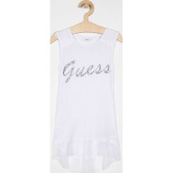 Guess Jeans - Top dziecięcy 118-175 cm. Szare bluzki dziewczęce Guess Jeans, z nadrukiem, z elastanu, z okrągłym kołnierzem, bez rękawów, bez kaptura. Za 149,90 zł.