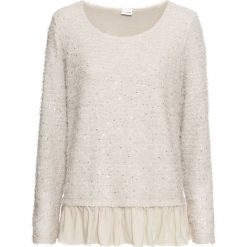 Sweter z falbaną bonprix beżowy. Brązowe swetry klasyczne damskie marki bonprix. Za 99,99 zł.