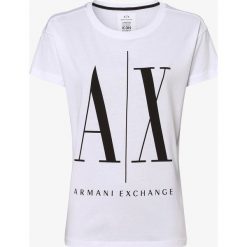 Armani Exchange - T-shirt damski, biały. Białe t-shirty damskie Armani Exchange, xl, z napisami, bez kołnierzyka. Za 129,95 zł.