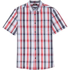 Koszula z krótkim rękawem w kratę bonprix jasnoniebiesko-czerwony w kratę. Fioletowe koszule męskie bonprix, xxl, bez wzorów, z bawełny, bez kołnierzyka, z krótkim rękawem. Za 74,99 zł.