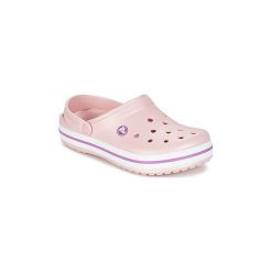 Chodaki Crocs CROCBAND. Różowe klapki damskie Crocs, bez wzorów, bez obcasa. Za 169,20 zł.