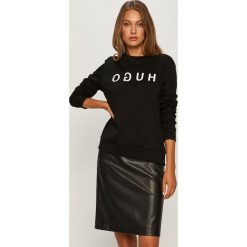 Hugo - Bluza. Białe bluzy damskie HUGO, s, z nadrukiem, z bawełny, z długim rękawem, długie, bez kaptura. Za 399,90 zł.