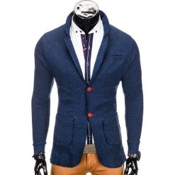 Swetry klasyczne męskie: SWETER MĘSKI E107 – GRANATOWY