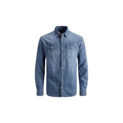 Koszule z długim rękawem Jack Jones 12138115 SHERIDAN. Niebieskie koszule męskie Jack & Jones, s, bez wzorów, bez kołnierzyka, z długim rękawem. Za 151,74 zł.