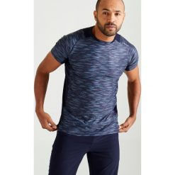 Koszulka krótki rękaw fitness cardio 500 męska. Niebieskie koszulki męskie DOMYOS, m, bez wzorów, z elastanu, bez kołnierzyka, z krótkim rękawem, krótkie. Za 49,99 zł.