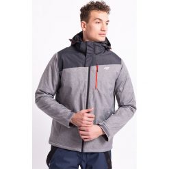 Kurtka narciarska męska KUMN002Z - szary melanż - 4F. Szare kurtki sportowe męskie 4f, na zimę, m, melanż, z materiału, z kapturem. Za 249,99 zł.