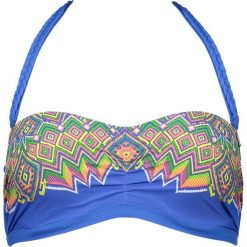 Biustonosz bikini "Sarram" w kolorze niebieskim ze wzorem. Niebieskie stroje kąpielowe dwuczęściowe damskie marki Brunotti, z haftami. W wyprzedaży za 74,95 zł.