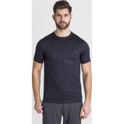 T-SHIRT Emporio Armani. Niebieskie t-shirty męskie Emporio Armani, s, z nadrukiem, z bawełny, z okrągłym kołnierzem. Za 269,40 zł.