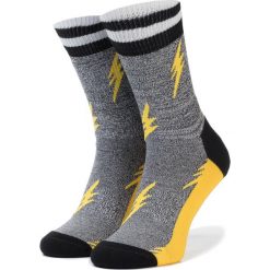 Skarpety Wysokie Unisex HAPPY SOCKS - ATFLA27-7000 Szary Żółty. Szare skarpetki damskie Happy Socks, bez wzorów, z elastanu. Za 47,90 zł.