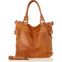 MARCO MAZZINI Torebka skórzana vintage shopper z dwoma kieszeniami pelle lavata brąz camel. Brązowe torby damskie na zakupy MAZZINI, w paski, ze skóry, vintage, bez dodatków. W wyprzedaży za 499,00 zł.