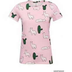 T-shirt Llamas/ lamy. Białe t-shirty damskie Pakamera, z łamanym kołnierzem. Za 80,00 zł.