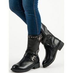 WYSOKIE BOTKI WORKERY. Czarne botki damskie SDS, na wysokim obcasie. Za 76,90 zł.