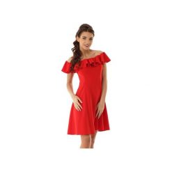 Rozkloszowana sukienka w stylu hiszpanki czerwona ED018-1. Czerwone sukienki hiszpanki marki Ella dora, xl, z falbankami, rozkloszowane. Za 259,00 zł.