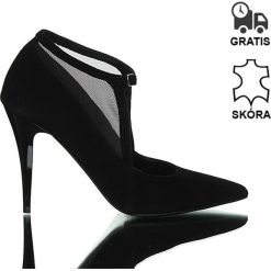 Szpilki damskie (36). Czarne szpilki bez wzorów, z zamszu, eleganckie, bez obcasa, na szpilce, bez zapięcia. Za 160,30 zł.