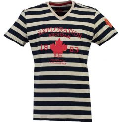 T-shirty męskie z nadrukiem: Koszulka „Invicto” w kolorze granatowo-kremowym