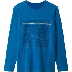 Shirt z długim rękawem i zamkiem bonprix niebieski. Niebieskie koszule chłopięce marki bonprix, bez wzorów, bez kołnierzyka, z długim rękawem, długie. Za 29,99 zł.