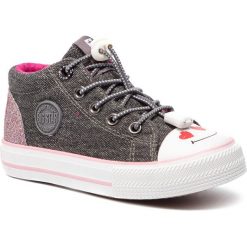 Trampki BIG STAR - DD374005 Grey. Szare trampki dziewczęce BIG STAR, z aplikacjami, z gumy, bez zapięcia. W wyprzedaży za 99,00 zł.