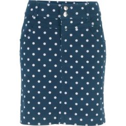 Spódnica ze stretchem, w kropki bonprix ciemnoniebiesko-biały w kropki. Niebieskie spódniczki damskie bonprix, w kropki. Za 37,99 zł.