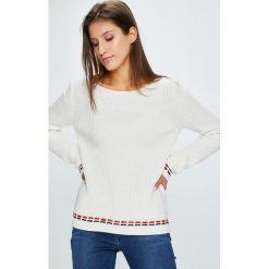 Tommy Hilfiger - Sweter Wally. Białe swetry klasyczne damskie marki TOMMY HILFIGER, s, z bawełny, z okrągłym kołnierzem. W wyprzedaży za 399,90 zł.