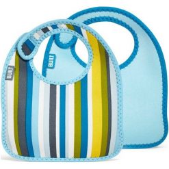 Śliniaki dla dzieci Mess Mate 2 szt. Blue Stripe. Niebieskie śliniaki Built, w kolorowe wzory, z neoprenu, eleganckie. Za 24,00 zł.