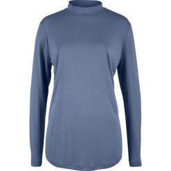 Shirt ze stójką bonprix indygo. Niebieskie koszulki damskie bonprix, bez wzorów, ze stójką, bez rękawów. Za 37,99 zł.