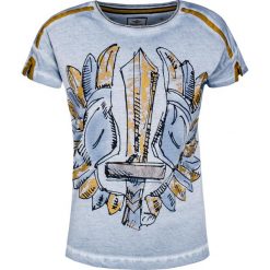 T-shirt AERONAUTICA MILITARE Niebieski. Niebieskie t-shirty damskie marki Aeronautica Militare, z nadrukiem, z bawełny, z okrągłym kołnierzem. W wyprzedaży za 282,00 zł.