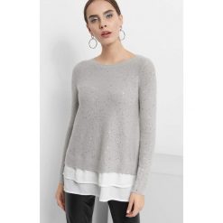 Sweter z cekinami. Szare swetry klasyczne damskie Orsay, xs, z dzianiny, z koszulowym kołnierzykiem. Za 119,99 zł.