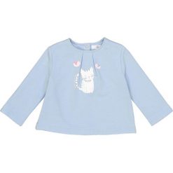 Bluza z nadrukiem kota 0 miesięcy - 3 lata. Niebieskie bluzy dziewczęce marki La Redoute Collections, z nadrukiem, z bawełny, z długim rękawem, długie. Za 64,64 zł.