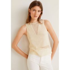 Mango - Top Claudia. Bluzki damskie Mango, s, z aplikacjami, z bawełny, casualowe, z okrągłym kołnierzem, bez rękawów. W wyprzedaży za 39,90 zł.