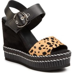 Espadryle KANNA - 20KV20274 Pony Leopordo/Vaq Negro. Czarne espadryle damskie Kanna, bez wzorów, ze skóry, bez obcasa, na obcasie. Za 549,00 zł.