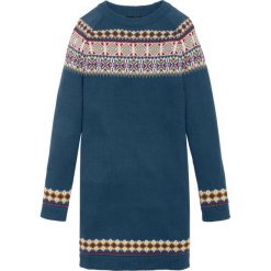Sukienka dzianinowa w norweski wzór bonprix ciemnoniebieski wzorzysty. Niebieskie sukienki dziewczęce bonprix, bez wzorów, z bawełny, bez rękawów. Za 69,99 zł.
