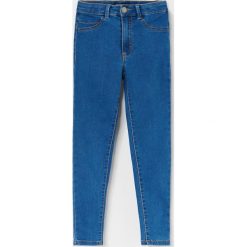 Spodnie jeansowe skinny fit - Granatowy. Niebieskie spodnie damskie Reserved, bez wzorów, z jeansu. Za 49,99 zł.