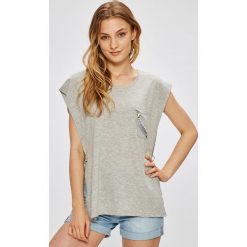 Miss Poem - Top. Szare bluzki damskie Miss Poem, s, z bawełny, z okrągłym kołnierzem. W wyprzedaży za 29,90 zł.