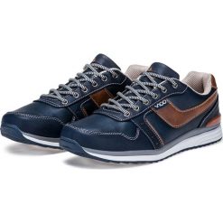 BUTY MĘSKIE SPORTOWE T234 - GRANATOWE. Niebieskie halówki męskie marki Inny, z materiału. Za 79,00 zł.