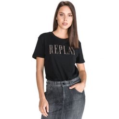 Replay Koszulka Czarny. Czarne koszulki damskie Replay, xs, z nadrukiem, z bawełny, bez kołnierzyka, z krótkim rękawem. Za 188,95 zł.