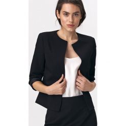 Krótki czarny prosty żakiet. Czarne żakiety damskie NIFE, xl, bez wzorów, z elastanu. Za 189,00 zł.