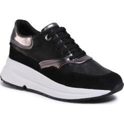 Sneakersy GEOX - D Backsie C D02FLC 085BN C9B1G Black/Gun. Czarne półbuty damskie Geox, z zamszu. W wyprzedaży za 439,00 zł.