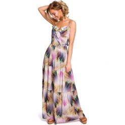 Sukienka maxi z nadrukiem wielokolorowym - model 1. Sukienki damskie Moe, s, z nadrukiem, z elastanu, bez kołnierzyka, bez rękawów, maxi. W wyprzedaży za 269,00 zł.