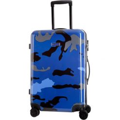Walizka w kolorze niebieskim ze wzorem - 44 l. Niebieskie walizki Platinium, z materiału. W wyprzedaży za 239,95 zł.